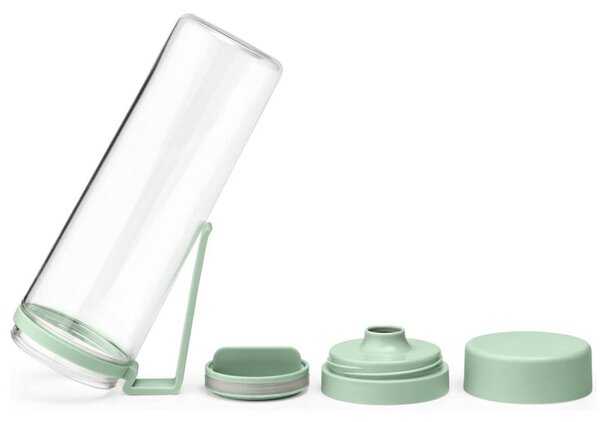Бутилка Brabantia Make&Take 1006279, 500 мл, С цедка, Защита от разливане, Широк отвор, Зелен/прозрачен