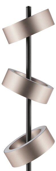 Brilliant LED стояща лампа Axion, черно/кафяво, височина 150 см, CCT, с регулиране на, Затъмняване, Черен, Дневна/трапезария, Метал, Модерен