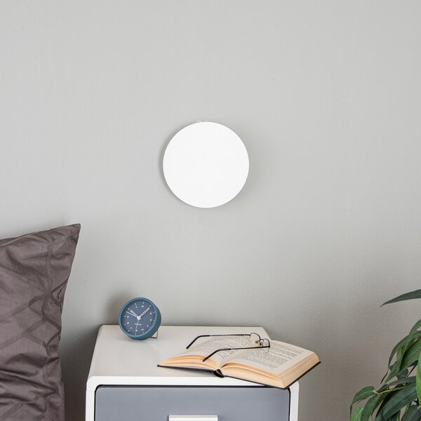 TK Lighting Стена лампа Lunia New, бяла, Ø 20 cm, Затъмняване, Бял, Дневна/трапезария, Метал