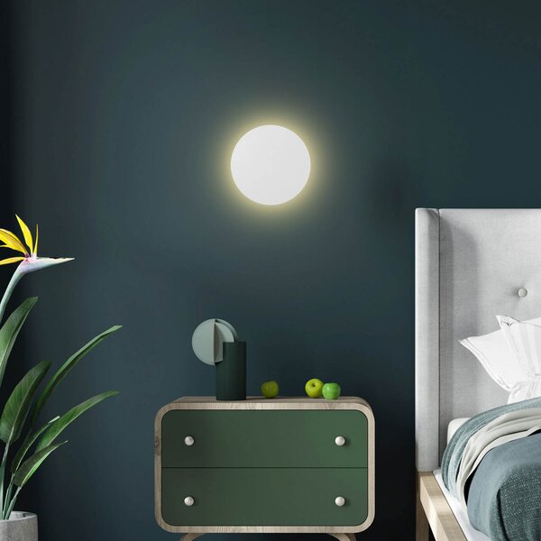 TK Lighting Стена лампа Lunia New, бяла, Ø 20 cm, Затъмняване, Бял, Дневна/трапезария, Метал