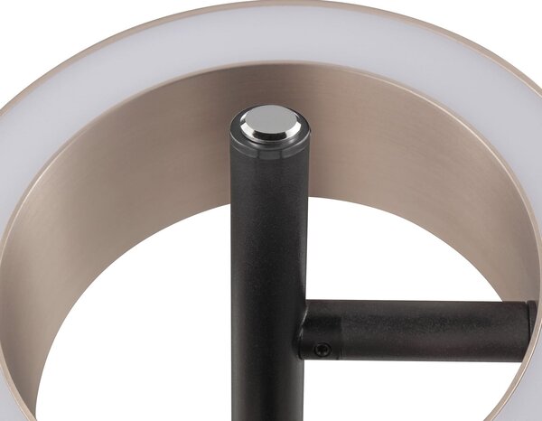 Brilliant LED настолна лампа Axion, черно/кафяво, височина 45 см, CCT, Затъмняване, Черен, Дневна/трапезария, Метал, Модерен