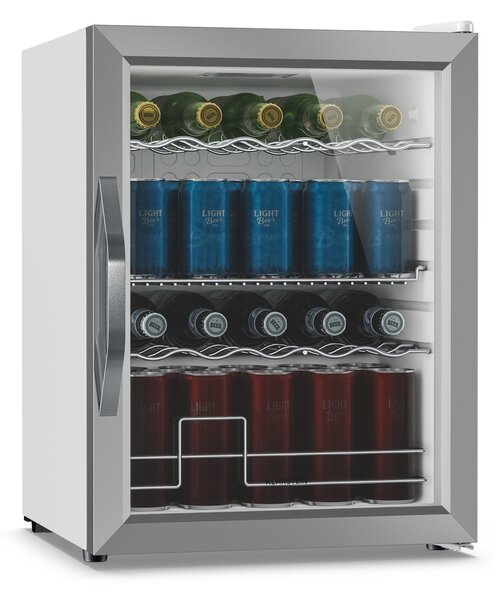 Klarstein Beersafe хладилник за напитки с стъклена врата | 64 x 48 см | 60 литра | 85 W | Сребрист/Бял