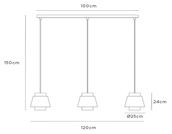 Висящо осветително тяло Tribute, 3 светлини, линейно, текстил, бежово