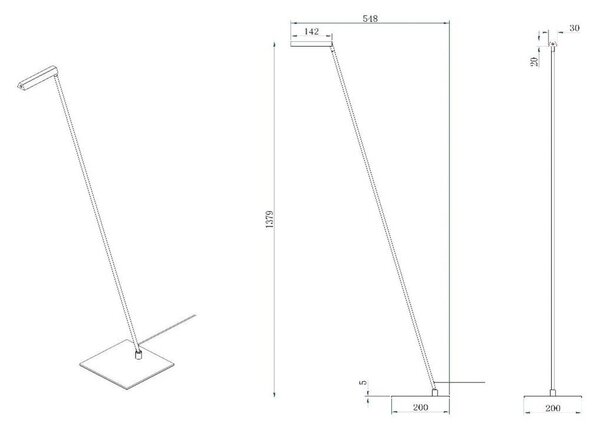 Подова лампа Lavale LED, жълта охра, с възможност за димиране, височина 138 cm