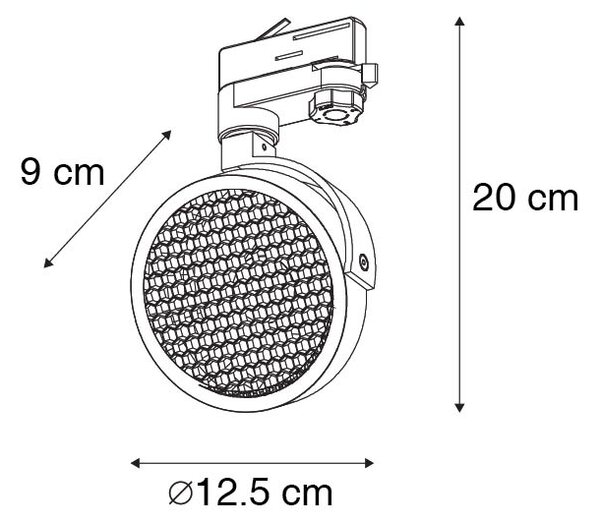 Релсов прожектор черен за 3-фазна релса GU10 111mm - 3-фазен Master Honey