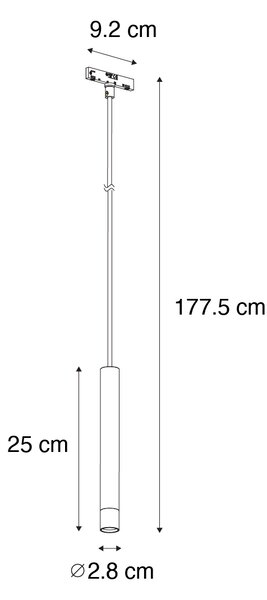 Модерно черно и бежово висящо осветление за 1-фазова релсова система - Slimline Keno