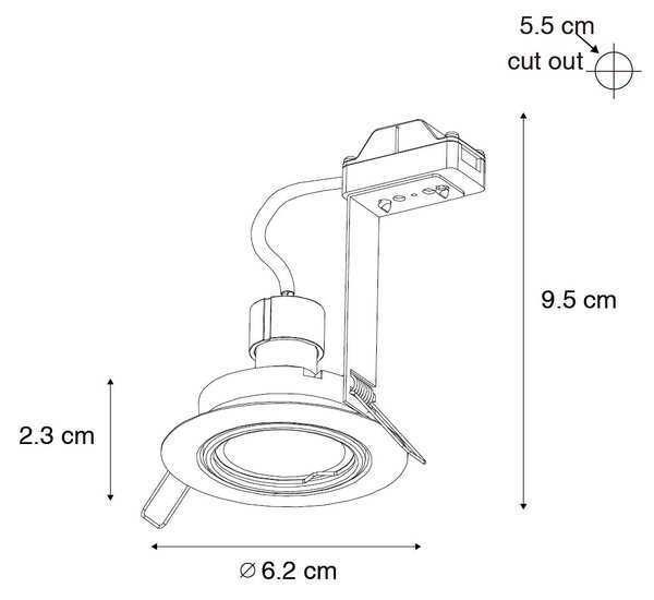 Комплект от 12 вградени прожектора бели GU10 35 mm - Edu