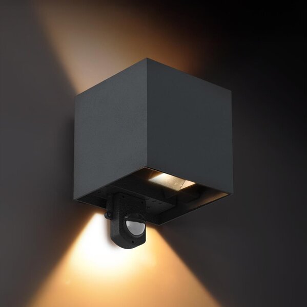 Brilagi - LED външно стенно осветително тяло с сензор CUBE LED/6W/230V антрацит