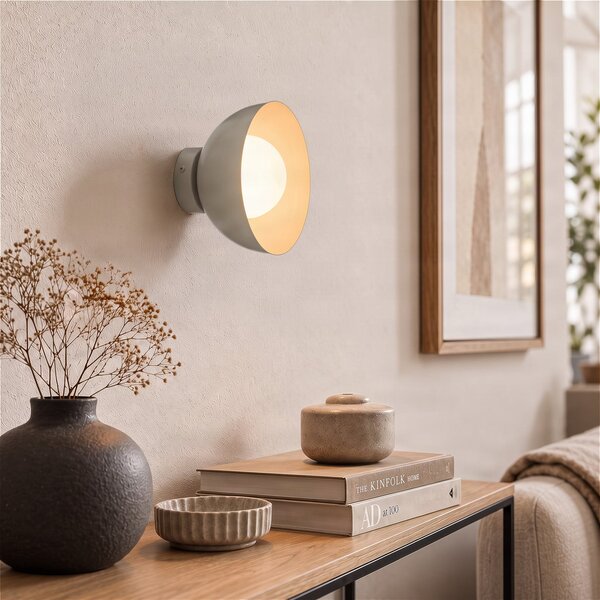 EMIBIG LIGHTING Стена лампа Bibi K1, сива, стомана/стъкло, Ø 18 cm, Затъмняване, Сив, Дневна/трапезария, Метал, Модерен