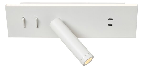 Модерна бяла регулируема стенна лампа с USB-C вкл. LED - Modric