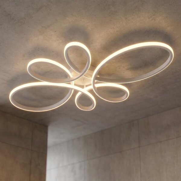 Trio Lighting Светодиодна лампа за таван Fly, матово бяла, 4000 K, 83 cm x 45 cm, Затъмняване, Бял, Дневна/трапезария, Метал, Модерен