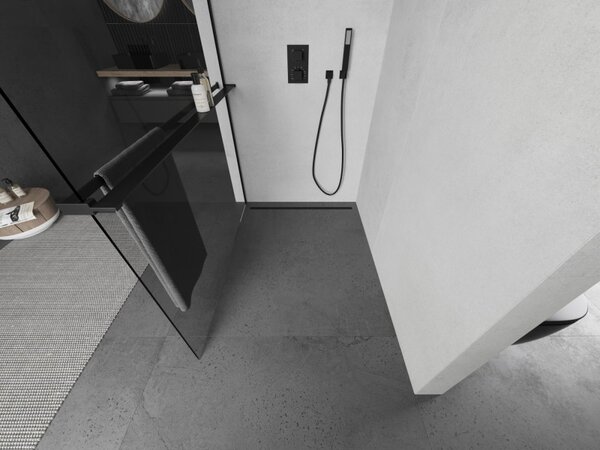 Mexen Kioto+ стенна преграда за душ с полица Walk-in 90 x 200 см, прозрачна, черна