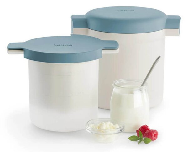 Комплект за приготвяне на кефир и йогурт Lekue 1010155, 18.5x14.5x15.5 см, От +4 до +90C, Бял/Син