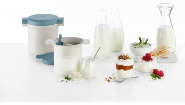 Комплект за приготвяне на кефир и йогурт Lekue 1010155, 18.5x14.5x15.5 см, От +4 до +90C, Бял/Син