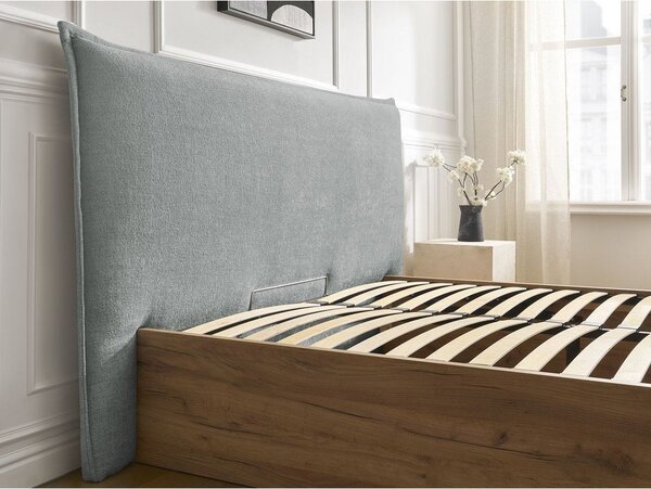 Светлосиво тапицирано двойно легло 160x200 cm тапицирано/ПДЧ с място за съхранение с включена подматрачна рамка Charlie – Bobochic Paris