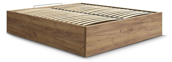 Кафяво двойно легло 160x200 cm ПДЧ от декор от бреза с място за съхранение/без табла с включена подматрачна рамка Mara – Bobochic Paris