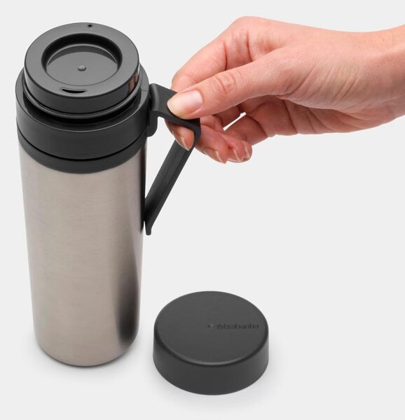 Термо бутилка Brabantia Make&Take 1008487, 500 мл, Двойни стени, Без BPA, Инокс/тъмносив