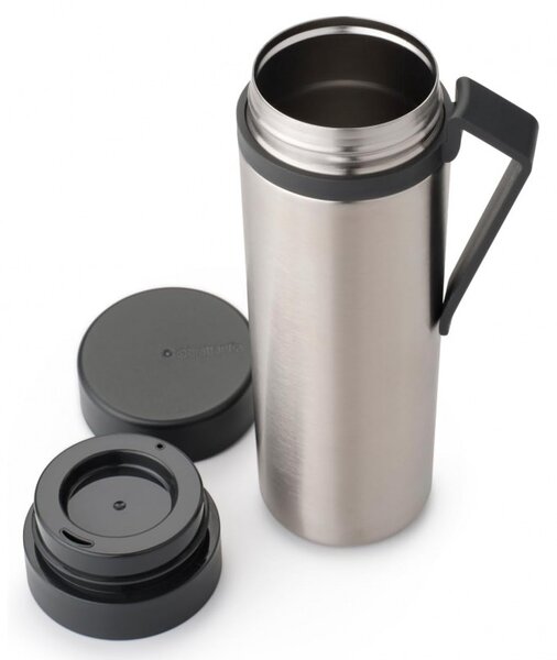 Термо бутилка Brabantia Make&Take 1008487, 500 мл, Двойни стени, Без BPA, Инокс/тъмносив