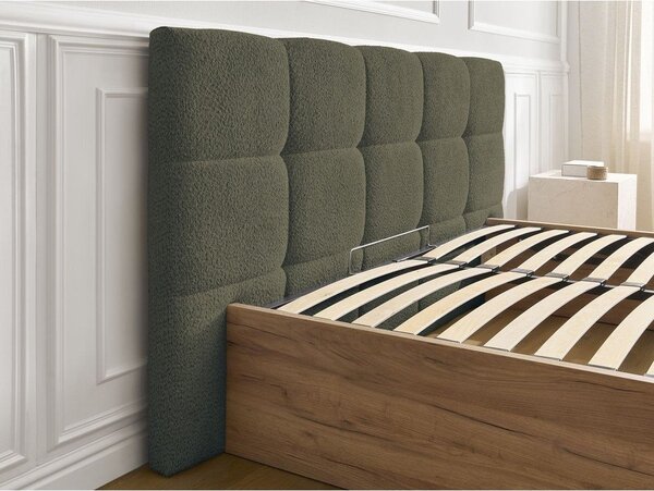 Зелено тапицирано двойно легло 180x200 cm тапицирано/ПДЧ с място за съхранение с включена подматрачна рамка Kumo – Bobochic Paris