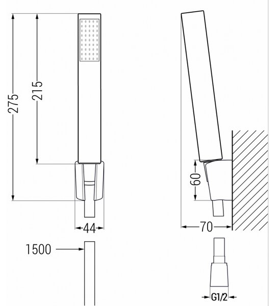 Mexen R-77 комплект стенен душ, черен - 785775052-70