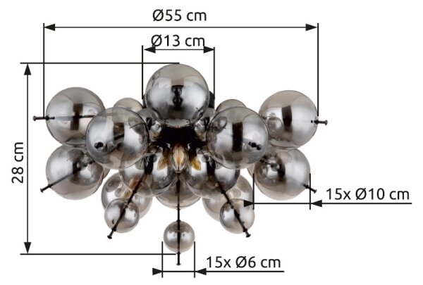 Globo 15633DS - Полилей за повърхностен монтаж UDO 3xE14/25W/230V