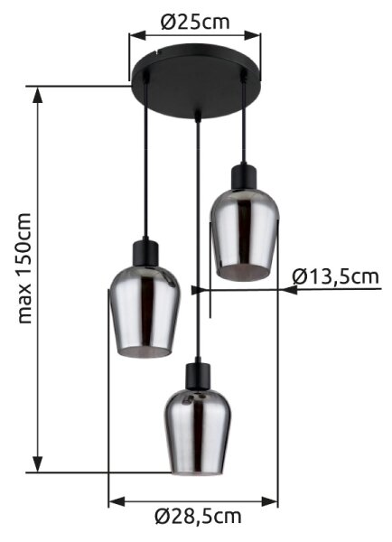 Globo 15627-3 - Пендел RYAN 3xE27/40W/230V