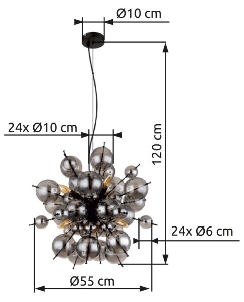 Globo 15633HS - Пендел UDO 6xE14/25W/230V