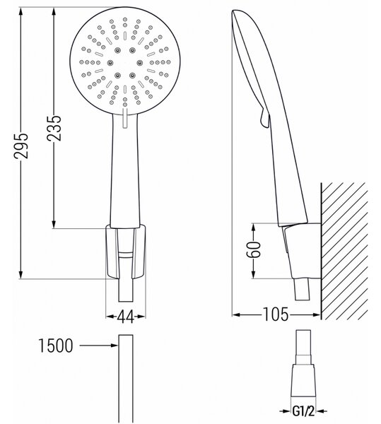 Mexen R-67 душ комплект, точков, черен - 785675052-70