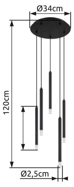 Globo 15629-5 - Пендел BLAKE 5xG9/4W/230V