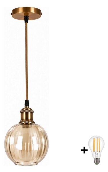 BRILAGI -LED Висяща лампа на кабел RETRO GLASS 1xE27/60W/230V Ø 18 см златист/димчато кафяво