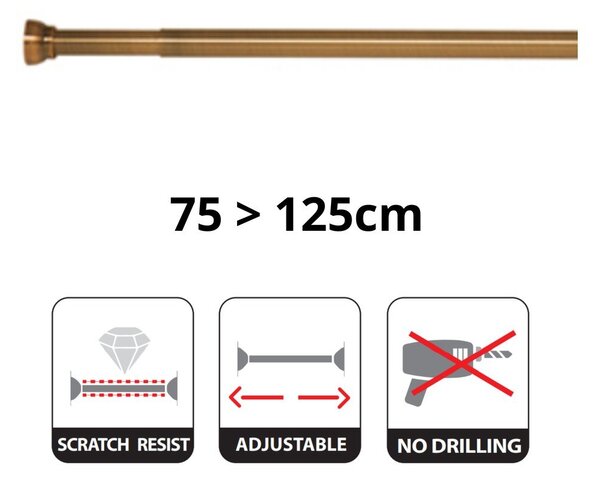 Матово златист прът за душ завеса 75 - 125 cm Kreta – Spirella