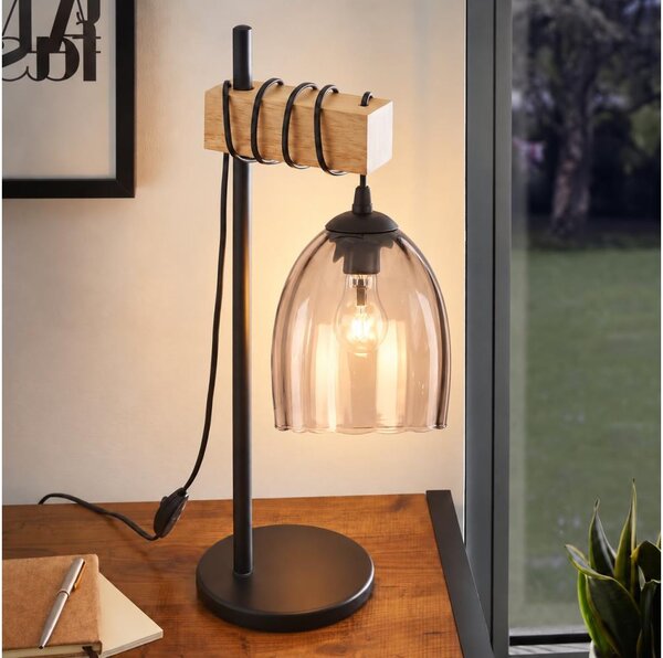 BRILAGI - Настолна лампа NUBILA 1xE27/40W/230V кафява/черна/димно бежова