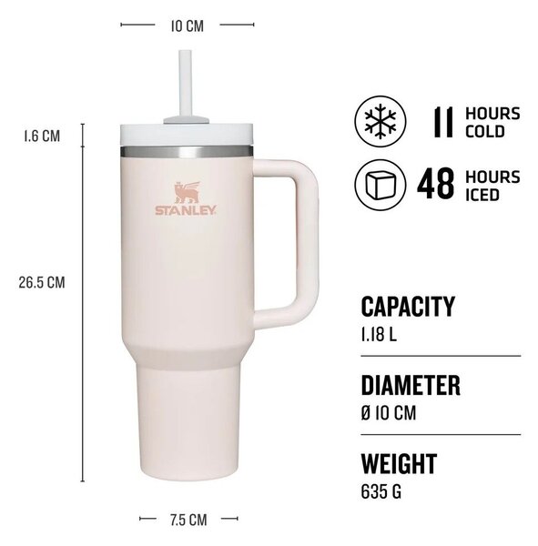 Син термос със сламка от неръждаема стомана 1,18 l Quencher H2.O FlowState™ Tumbler Blue Sky – Stanley