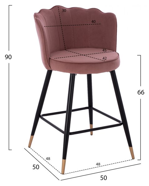 Бар стол средна височина-розово кадифе