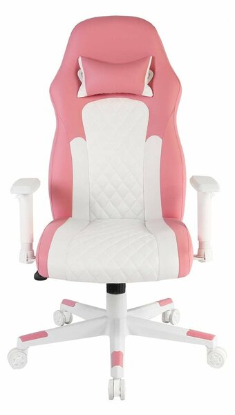 Геймърски стол RFG Amaze, до 130kg, люлеещ механизъм, регулиране наклона на облегалката, розово-бял