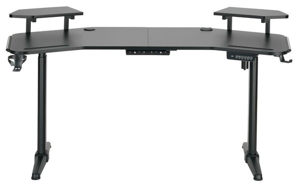 Компютърно бюро Nitro Concepts Nemesis Rise and Play, 1600 x 800 x 720-1200 mm, поставка за слушалки и напитка, повдигнати поставки за монитори, два кабелни отвора, черно