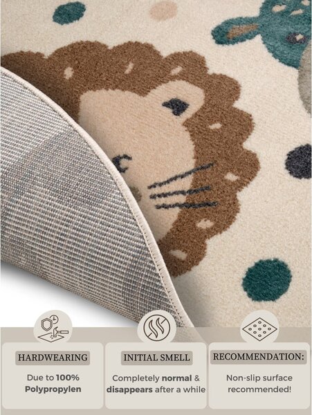 Бежов детски килим ø 100 cm Animal Party - Hanse Home