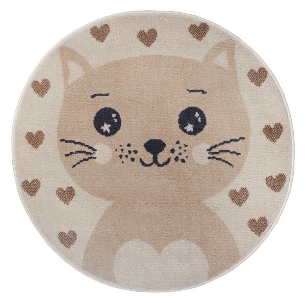 Бежов детски килим ø 100 cm Cat - Hanse Home
