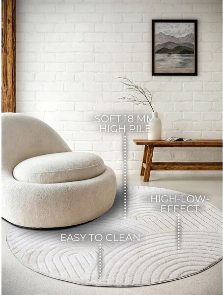 Бял кръгъл килим ø 160 cm Panglao New York White – Elle Decoration