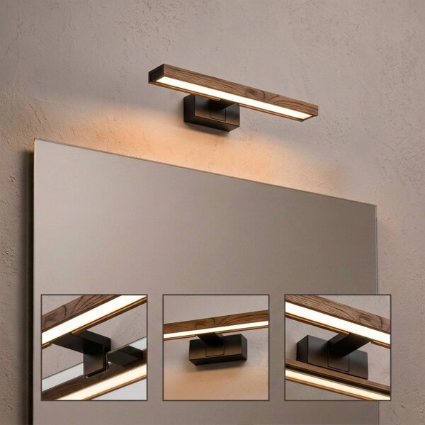 Brilagi-LED Осветление за огледало за баня WOODY MIRROR 3 в 1 LED/8W/230V 40 cm IP44 черно/дъб