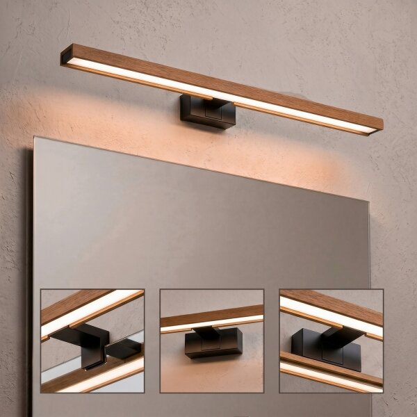 Brilagi-LED Осветление за огледало за баня WOODY MIRROR 3 в 1 LED/15W/230V 80 см IP44 черно/дъб