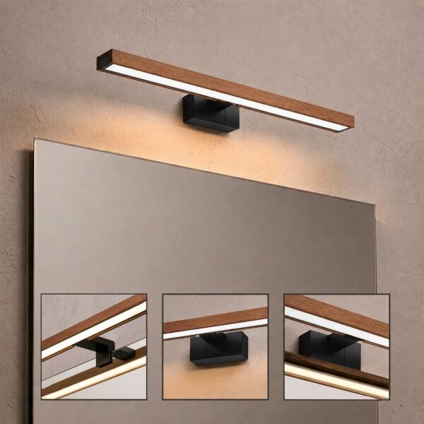 Brilagi-LED Осветление за огледало за баня WOODY MIRROR 3 в 1 LED/12W/230V 60 cm IP44 черно/дъб