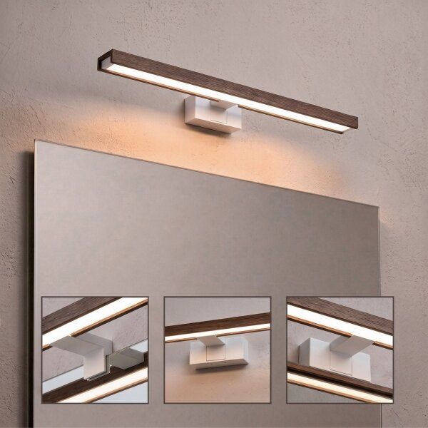 Brilagi-LED Осветление за баня, огледало WOODY MIRROR 3 в 1, LED/12W/230V, 60 см, IP44, бяло/дъб