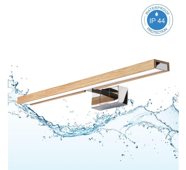 Brilagi-LED Огледално осветление за баня WOODY MIRROR 3 в 1 LED/12W/230V 60 cm IP44 хром/дъб