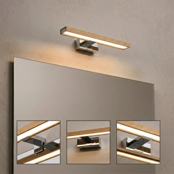 Brilagi-LED Осветление за огледало за баня WOODY MIRROR 3в1 LED/8W/230V 40 cm IP44 хром/дъб