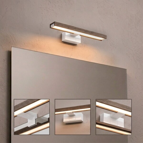 Brilagi-LED Огледално осветление за баня WOODY MIRROR 3в1 LED/8W/230V 40 cm IP44 бяло/дъб