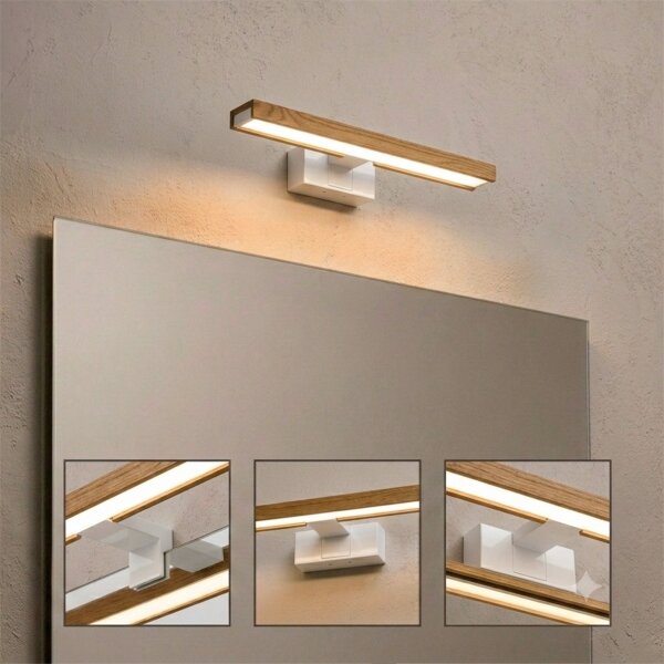 Brilagi - LED осветление за огледало 3 в 1 WOODY MIRROR LED/8W/230V IP44 бял/дъб