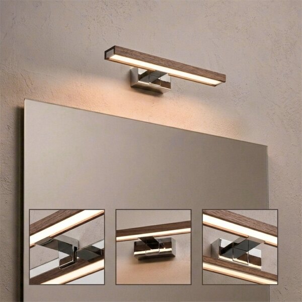 Brilagi-LED Осветление за огледало за баня WOODY MIRROR 3в1 LED/8W/230V IP44 хром/дъб орех