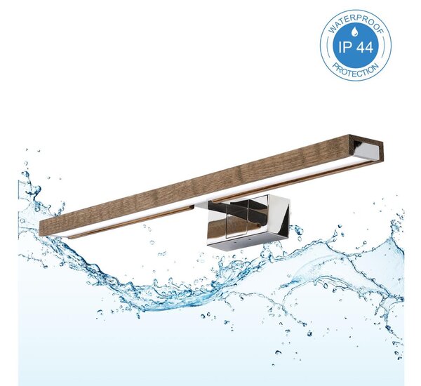 Brilagi -LED осветление за огледало за баня WOODY MIRROR 3в1 LED/12W/230V IP44 хром/дъб орех