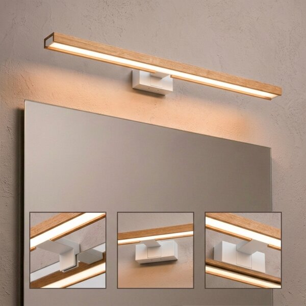 Brilagi - LED осветление 3 в 1 за огледало WOODY MIRROR LED/15W/230V IP44 бяло/дъб